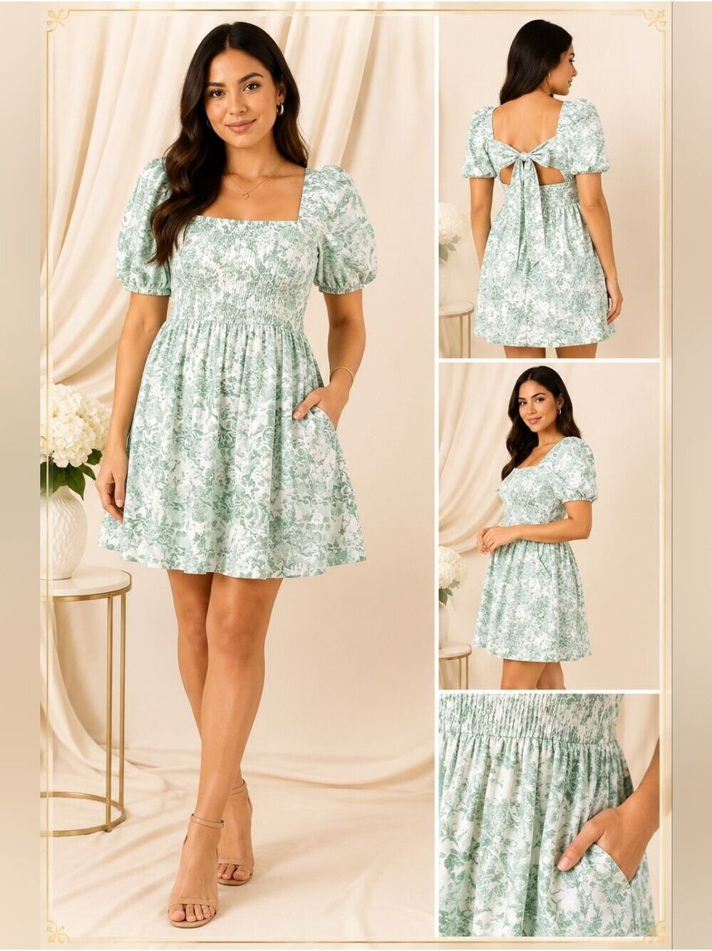 Shabby Chic | Light Green Floral Dress